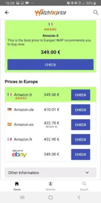 W4P price comparator android App screenshot 0